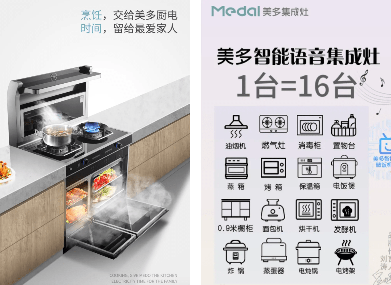 难取舍?美多语音分蒸烤集成灶1台就搞定