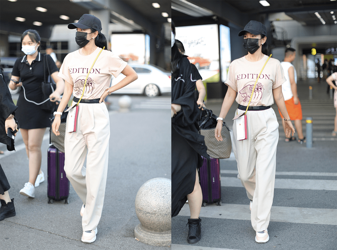 亮点|中年的李冰冰活力感没减,路人镜头下还这么元气满满,穿搭好年轻