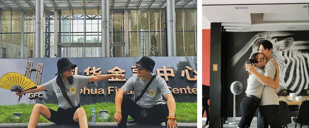 杜若溪|严屹宽与杜若溪提前过七夕，情侣印花衬衫搭短裤，从头到脚好般配