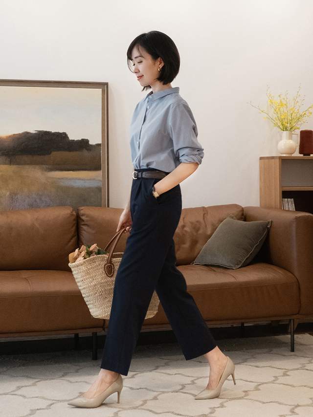 显得 “上班”穿什么衬衫好看?波点衬衫、蓝色衬衫搭配指南,高级洋气