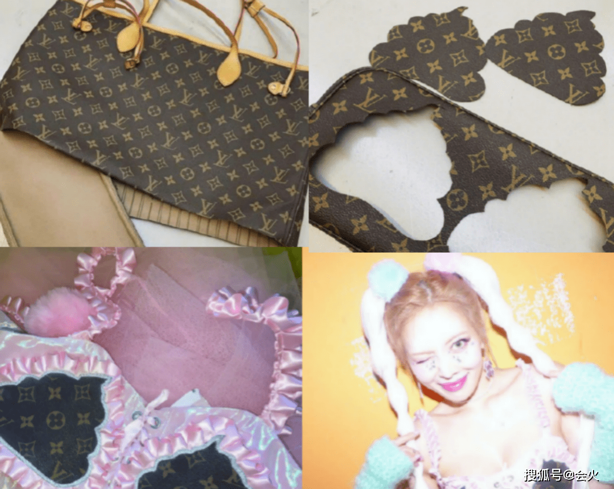 大包泫雅剪上万名牌包作衣服，大包仅留两块小布片，曾用袜子改成衣服