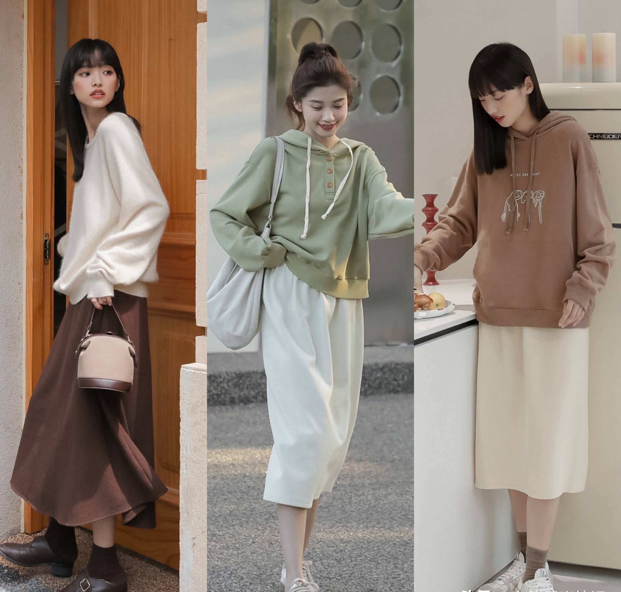 样式 秋天精选：25+的小姐姐轻熟风依然很美，针织衫+半身裙文雅又少女