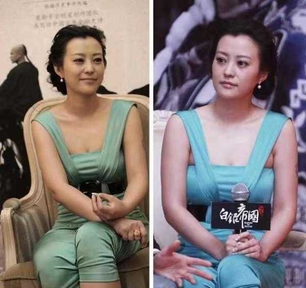 腰带 郝蕾真的好“敢穿”，绿色缎面连体裤配腰带，大长腿真的好显眼