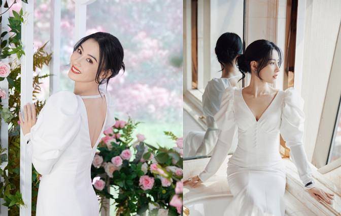 秋千 张柏芝浴缸拍片,穿白色礼服裙坐秋千蜂腰抢镜,41岁单身真是可惜