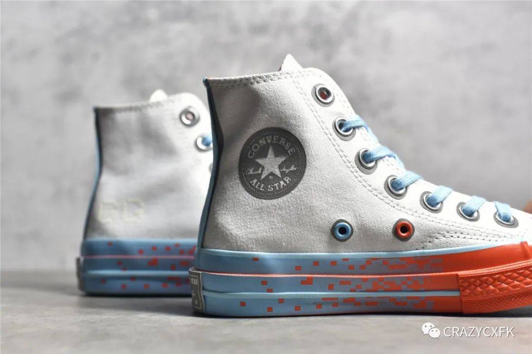 天蓝色 匡威游戏主题 Converse Chuck Taylor All Star 1970s 白蓝砖红马赛克帆布鞋