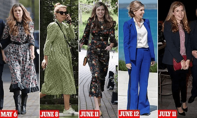 凯莉·约翰逊 英国第一夫人久违露面，挺7月孕肚踩高跟，被众人追捧夹道欢迎