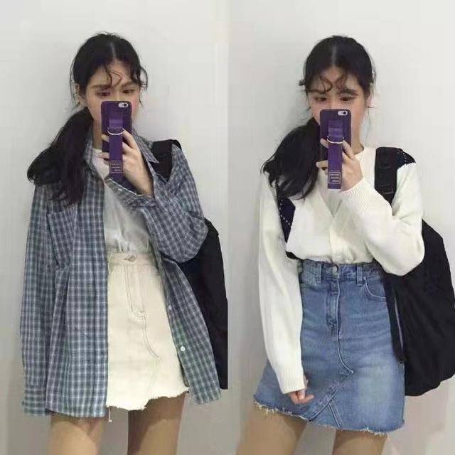 卫衣 秋天的美感少不了“短裙”，卫衣、衬衫搭起来，穿成时尚女郎