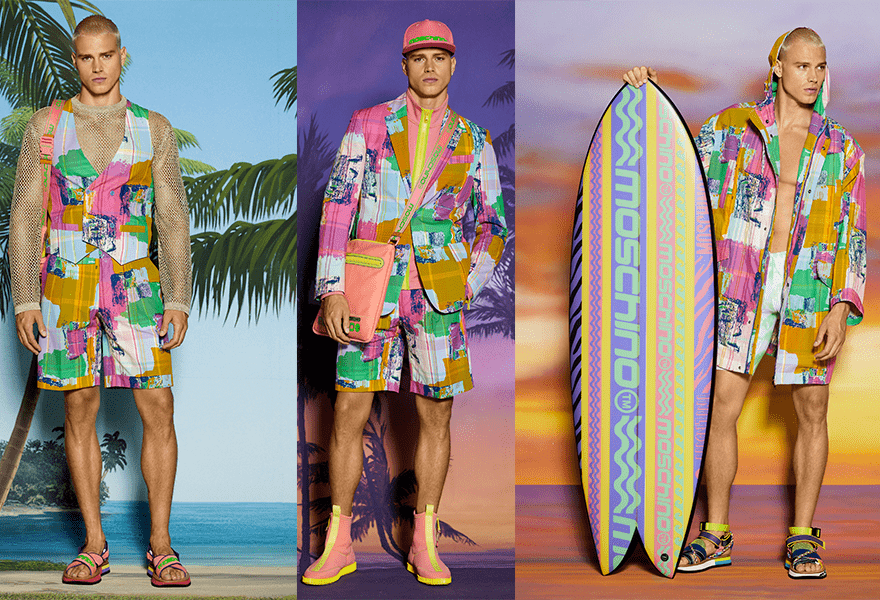 男装 Moschino 2022春季度假风男装系列，不如去海边冲浪呀