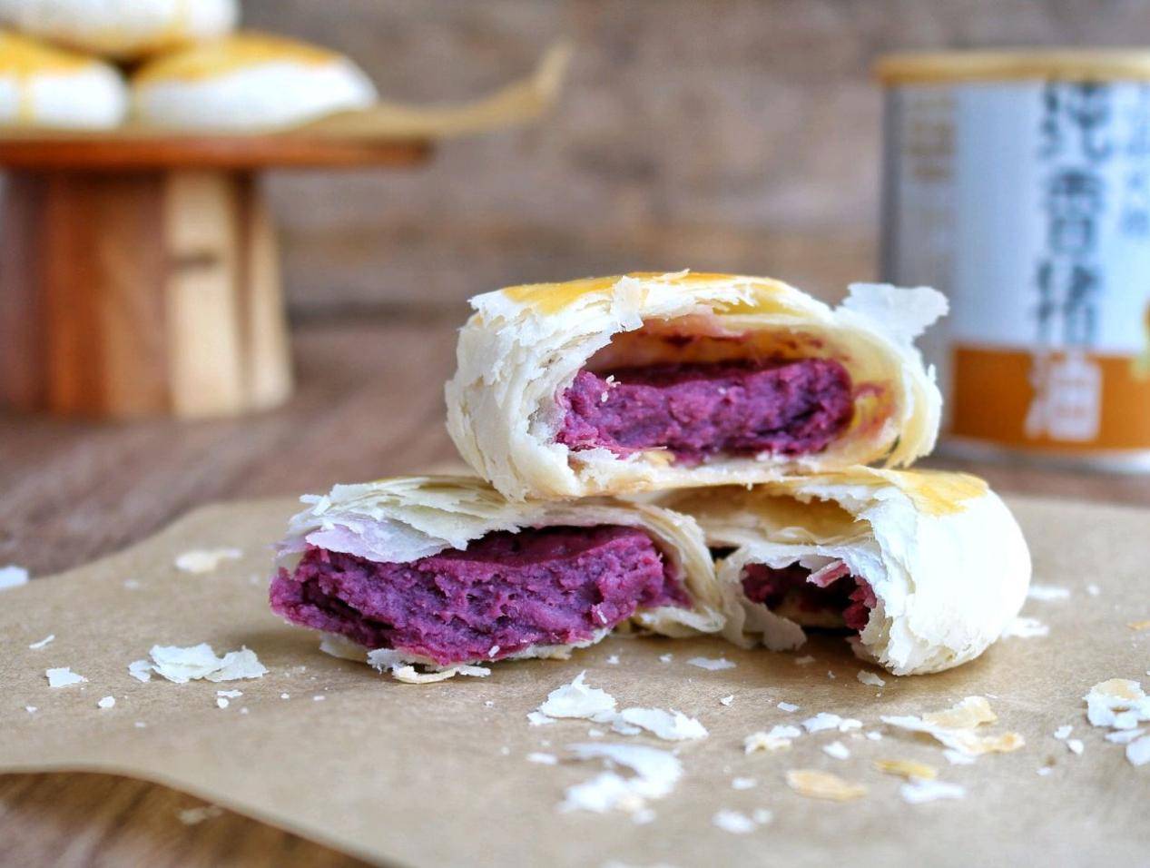 原创酥脆掉渣的紫薯酥饼,自己做一点也不难,比买的好吃多了