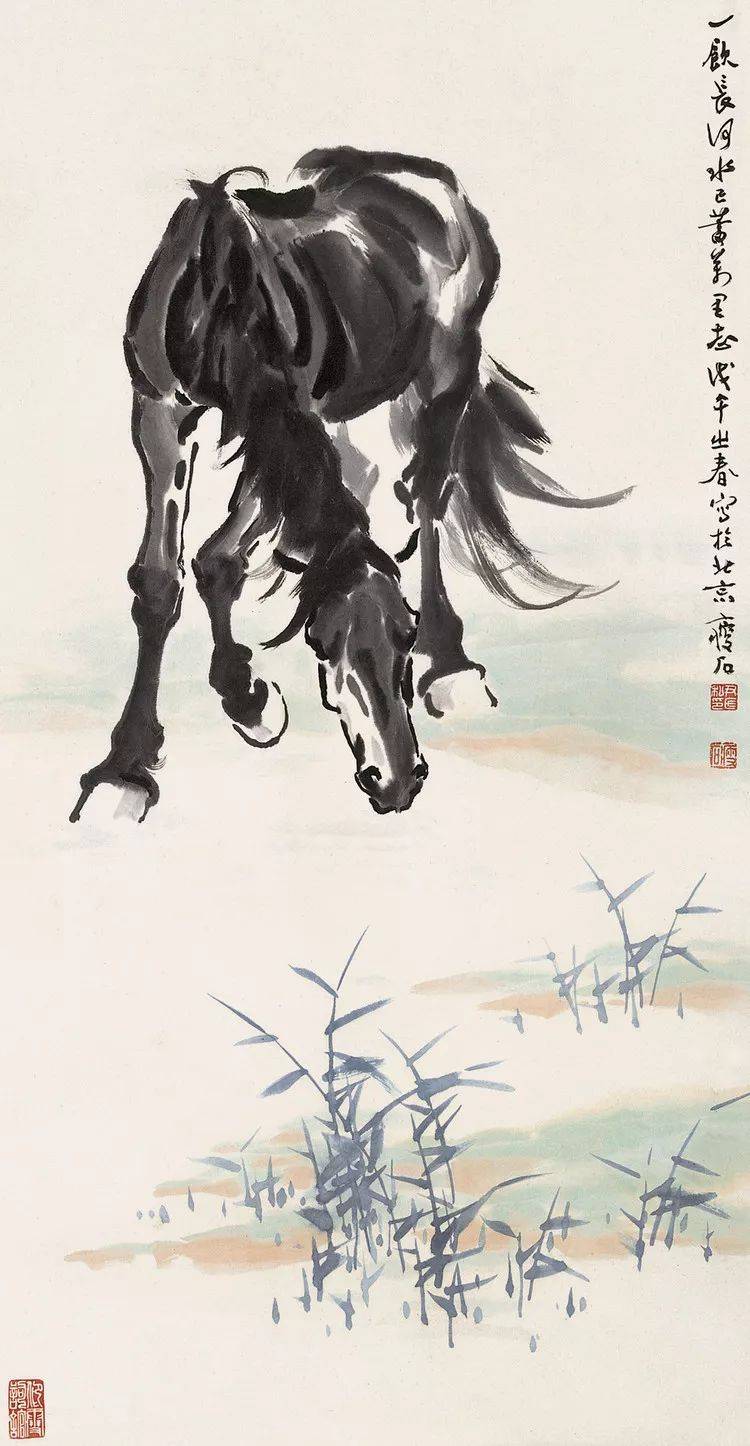 尹瘦石画马奔味十足