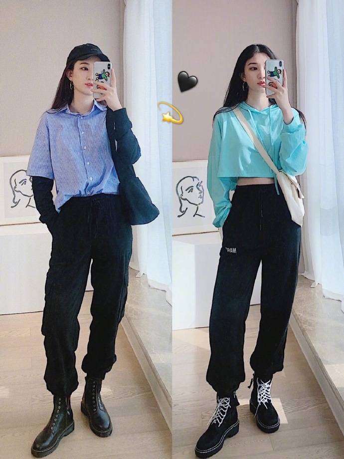 颜色 微胖女孩早秋穿搭,T恤+短裤可盐可甜,照着穿很撩