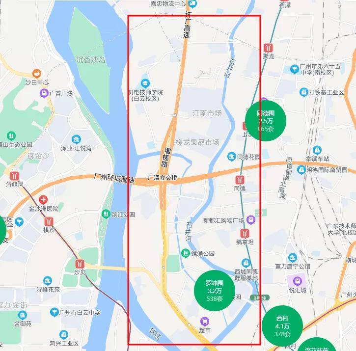 同德围-罗冲围之所以会成为二手住宅的活跃板块,其实在地里位置上也很