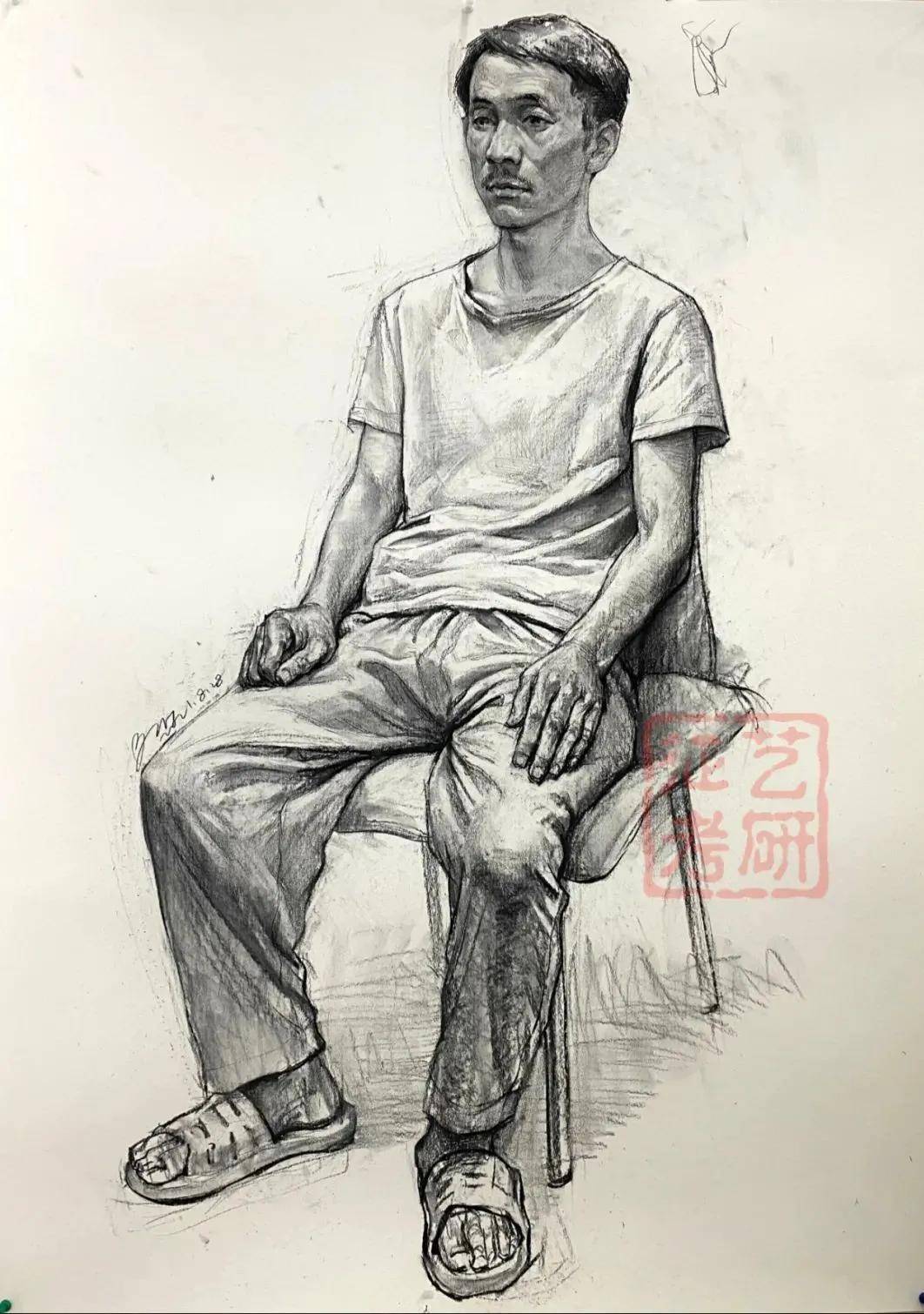 国美考研高分示范 素描示范 全身像下笔步骤要点全解析 人物