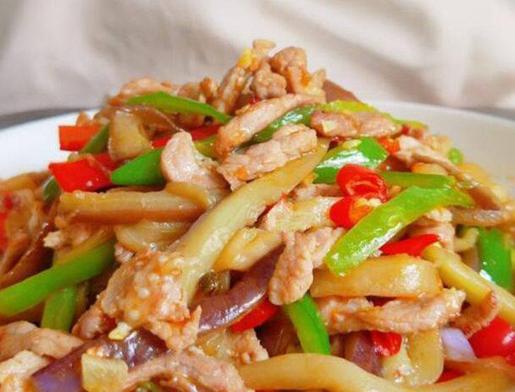 原创酿苦瓜,油焖虾,蒸藕盒,青椒茄子炒肉丝的做法