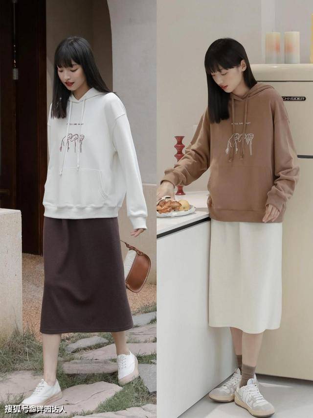 卫衣 “半身长裙”的正确打开方式：搭配这几件上衣