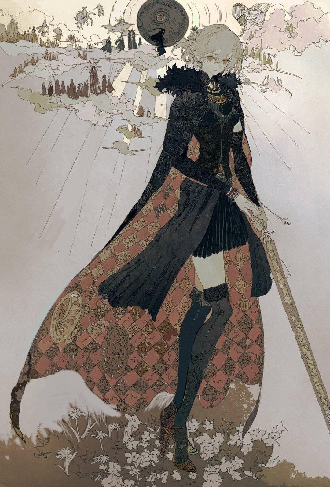 幻想 平涂风格的幻想系人物插画,每一幅作品都似乎在讲故事