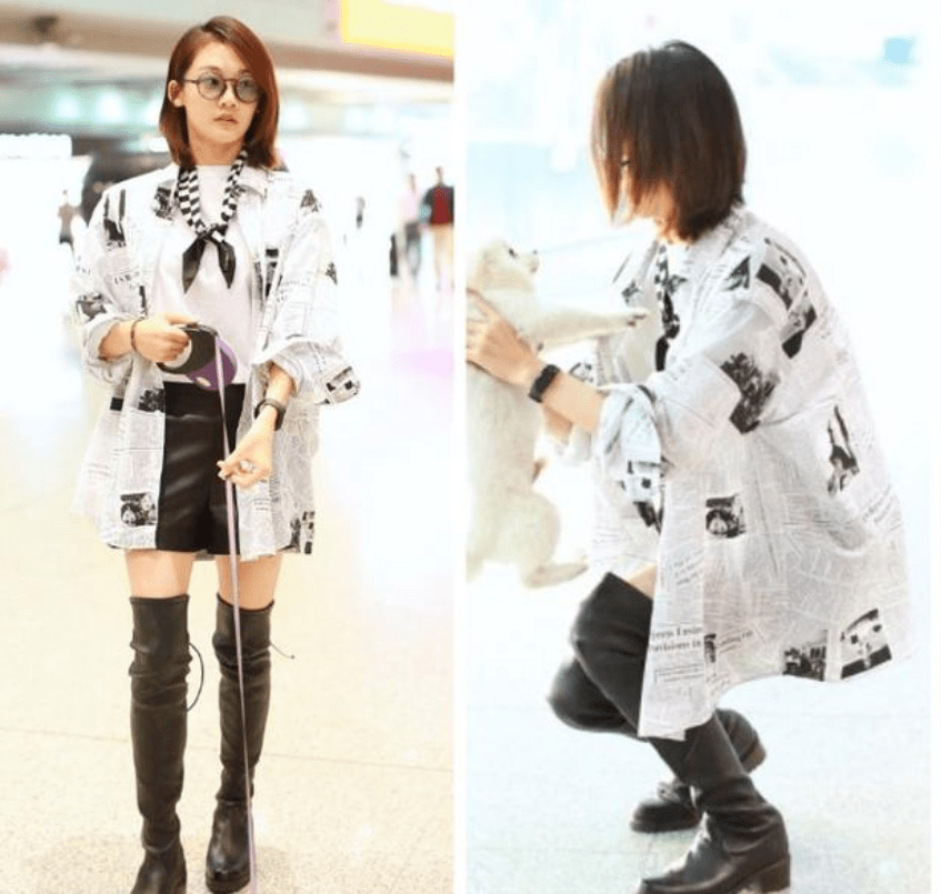 苗苗 苗苗也太会穿搭了,偷穿郑恺的衬衫出席活动,走在街上成为焦点