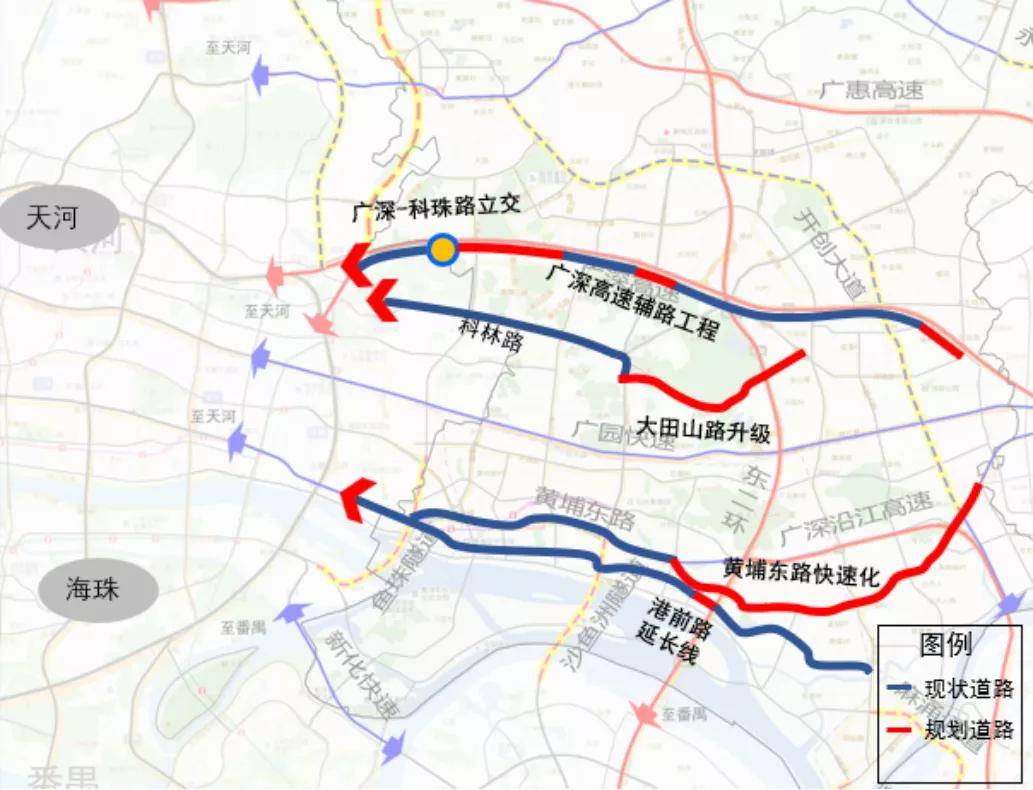 广州开发区各片区间道路建设规划图开创大道快速化改造建设规划图广汕