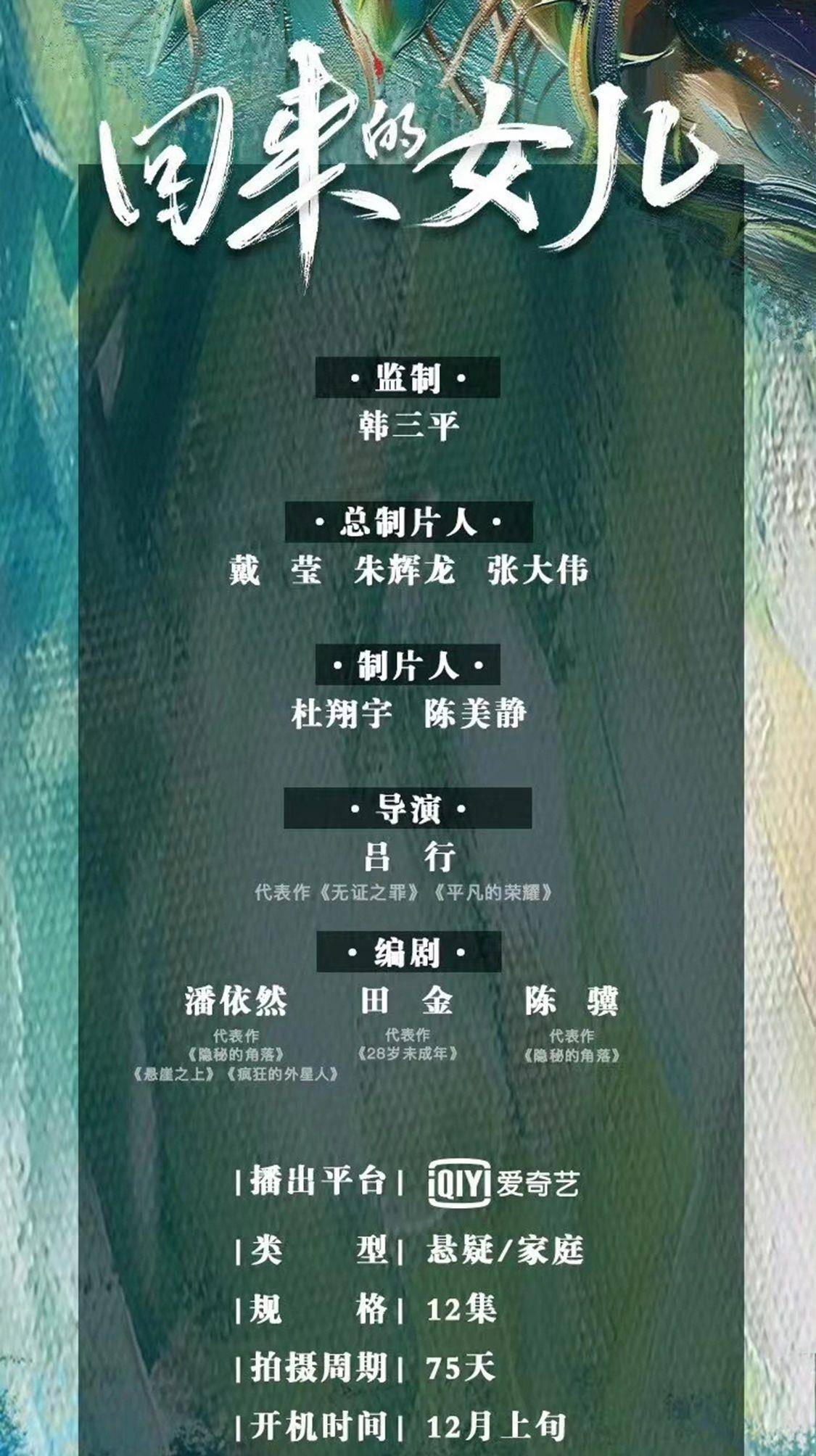 角色|新悬疑剧来袭，张子枫担任主演，男主选角成谜，金牌制作班底引人期待