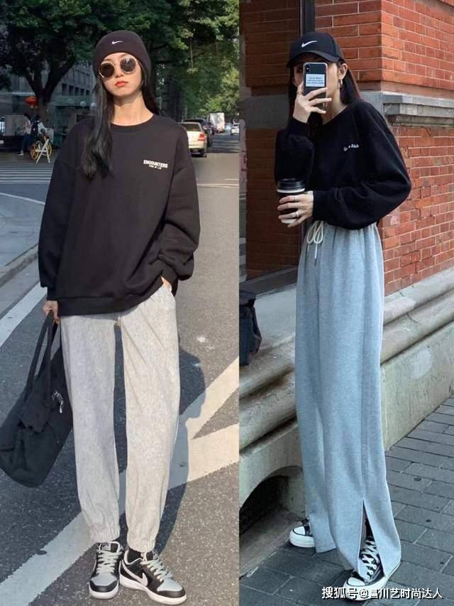 黑色 冬天，穿“卫衣”时尚百搭！阔腿裤、牛仔裤、打底裤随便搭