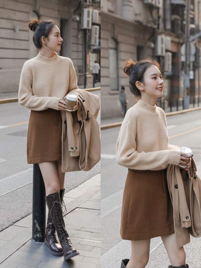 整体 秋冬怎么穿出优雅的气质感？碎花裙+紫色大衣，时髦又不失女人味