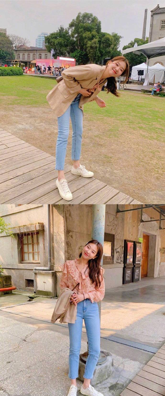 短裙 那些偶像剧中的甜美小姐姐是这样搭配的,短裙+帆布鞋,怎样都美