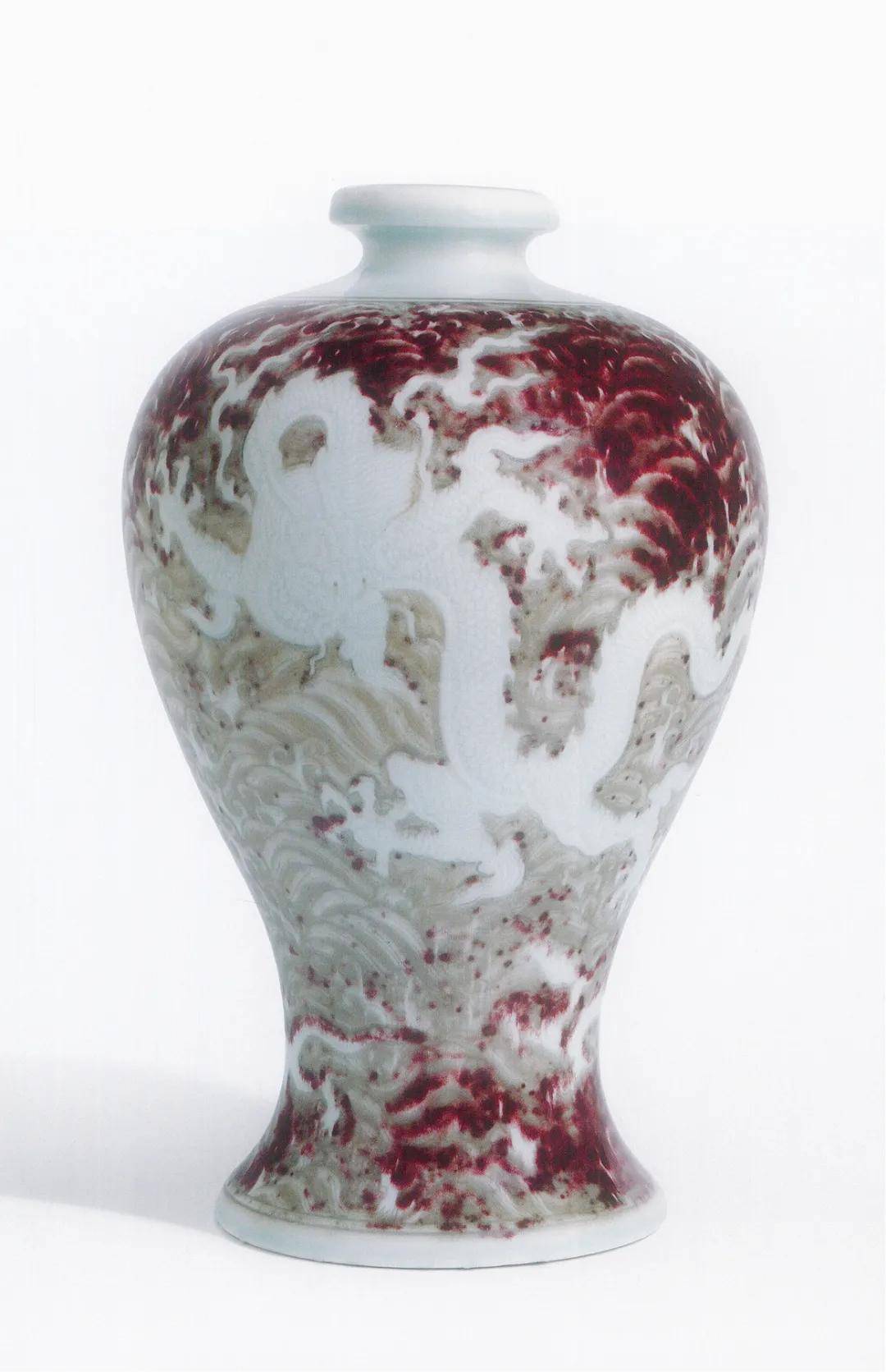 中国嘉德2021秋拍明永乐釉里红海水锥拱苍龙教子图大梅瓶