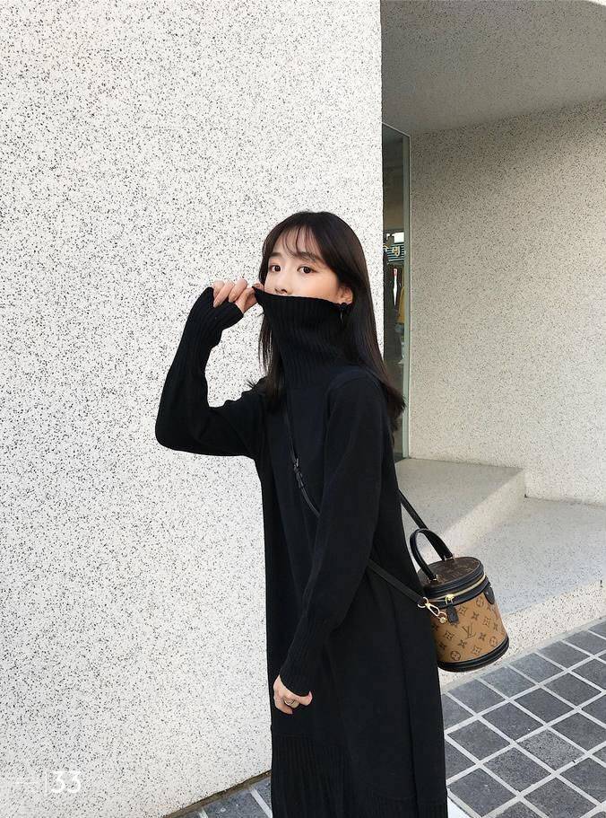 经典 如画中人般唯美,冬季针织连衣裙,有着优雅温柔的风情