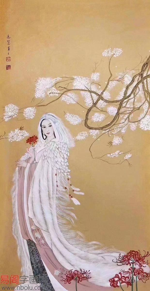 高慧的工笔花鸟画工而不呆,具有灵动和飘逸的美,富