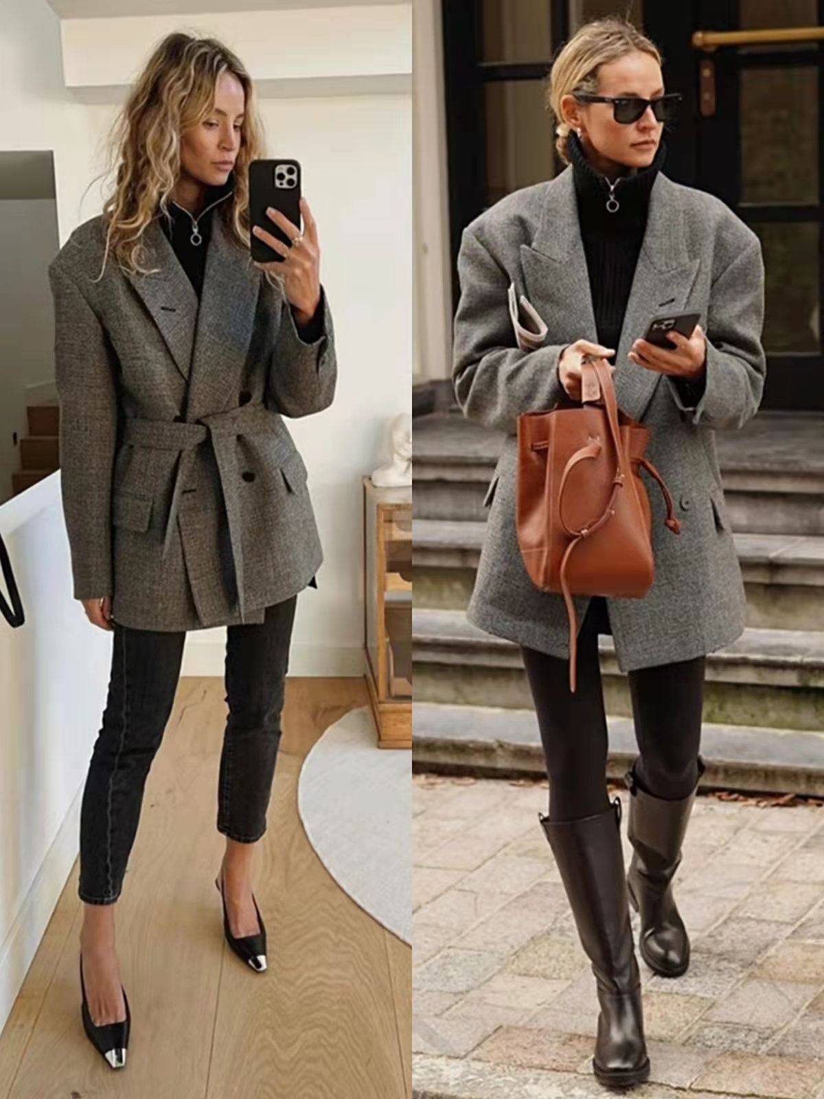 教科书 这才是教科书级别的通勤穿搭，时尚实用又高级，冬季照着穿稳赢