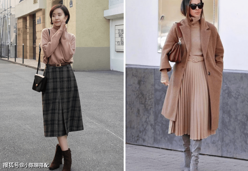 质感 50+女人爱穿的长裙,和毛衣搭配起来最温柔!记住这3点优雅显贵