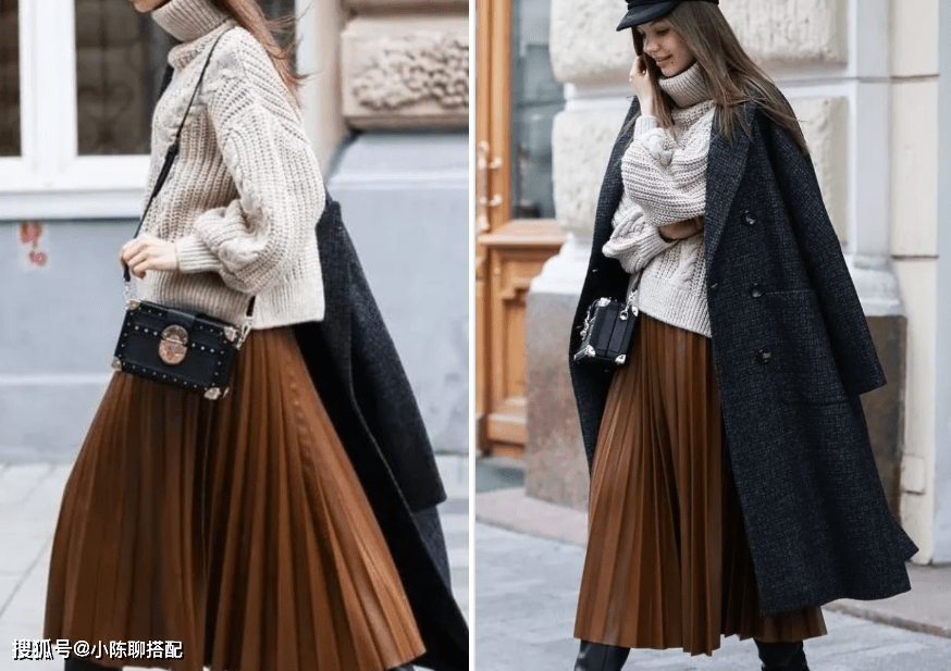 质感 50+女人爱穿的长裙,和毛衣搭配起来最温柔!记住这3点优雅显贵