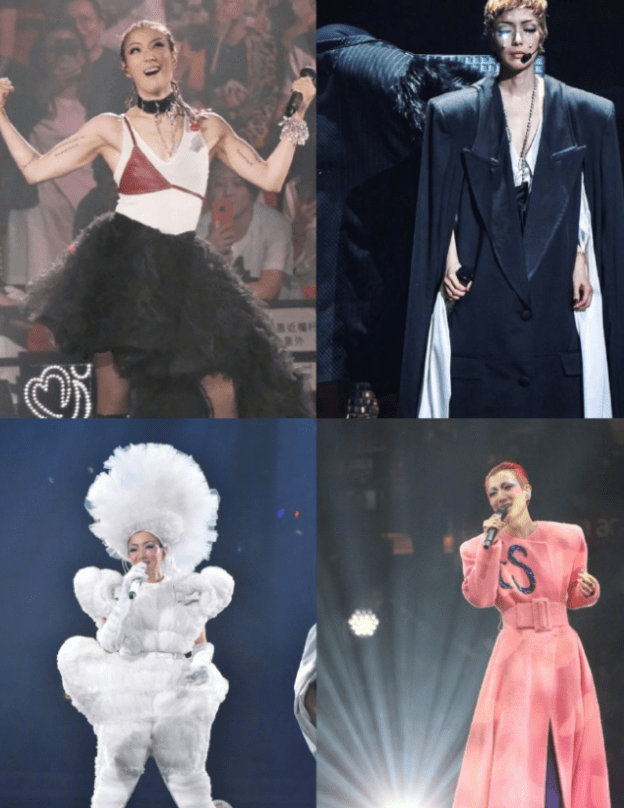 黑色 49岁郑秀文造型太大胆！穿蕾丝吊带身材干瘪，戴粗大金属链好雷人