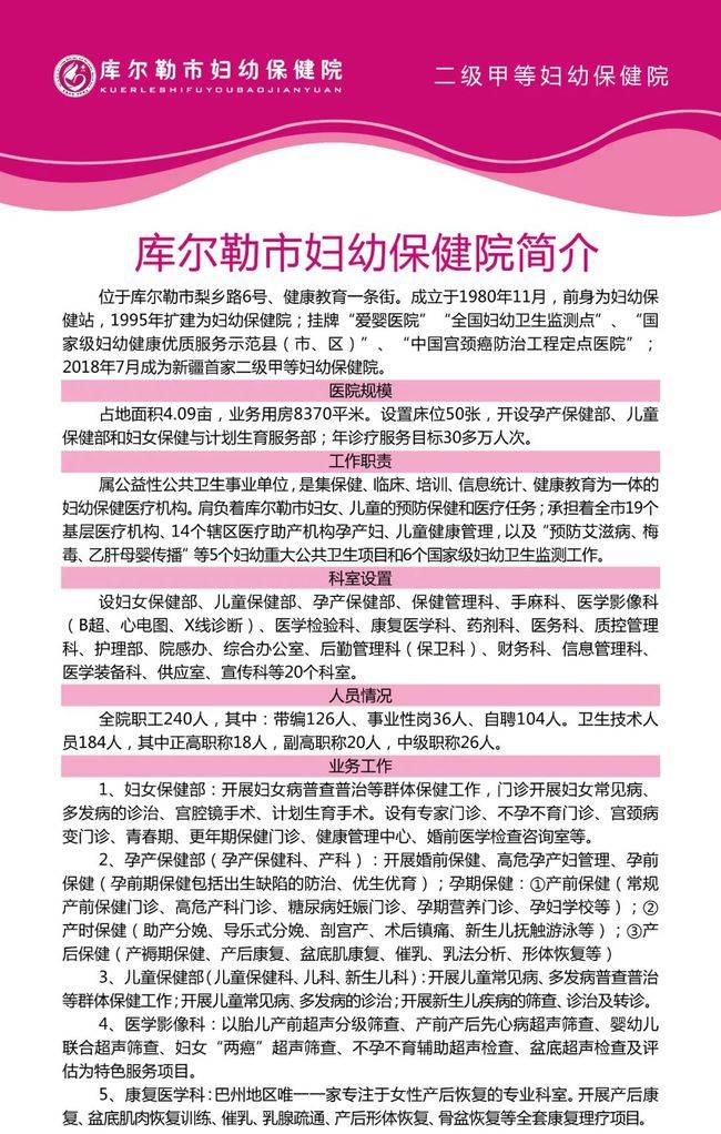 库尔勒市妇幼保健院招聘公告