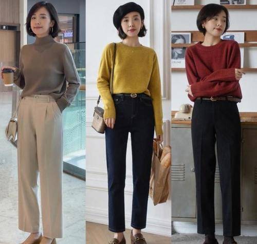 塑造出 穿毛衣，不一定要配半身裙才有气质！试试这3条长裤，利落显高