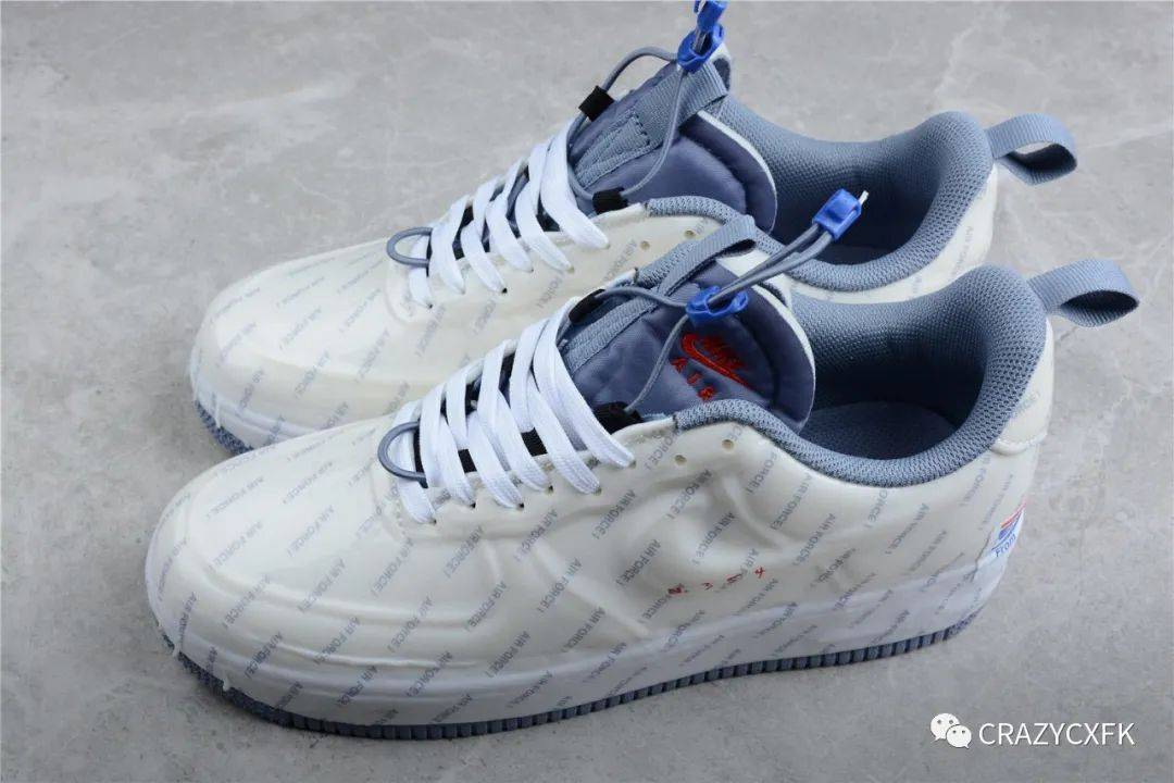 海绵 耐克空军一号 Nike Air Force 1 Experimental 白蓝弹幕低帮机能风运动鞋