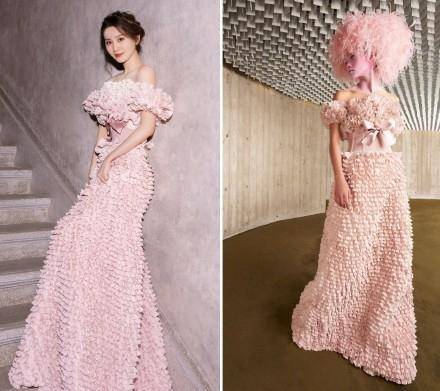 设计 刘诗诗穿粉色仙女礼服好优雅，气质这块拿捏住了！天鹅颈令人羡慕