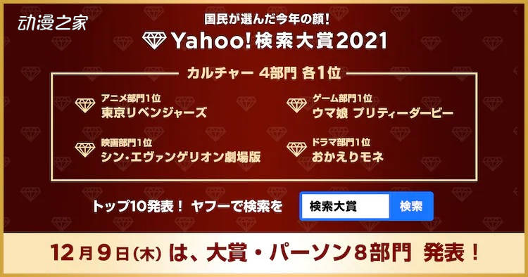 Yahoo!检索大奖公开2021年度文化部门榜单_雅虎_获得了_马娘