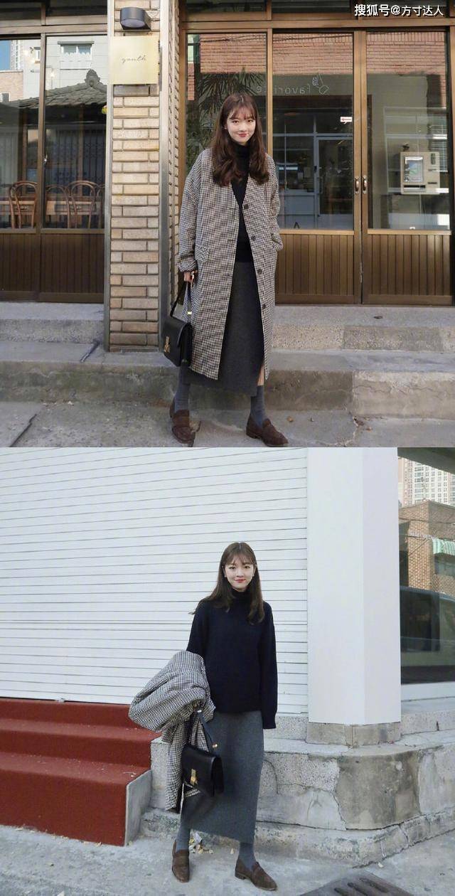 呢子 女生秋季穿搭分享，外套和内搭配在一起时尚，脱了外套也能美美哒