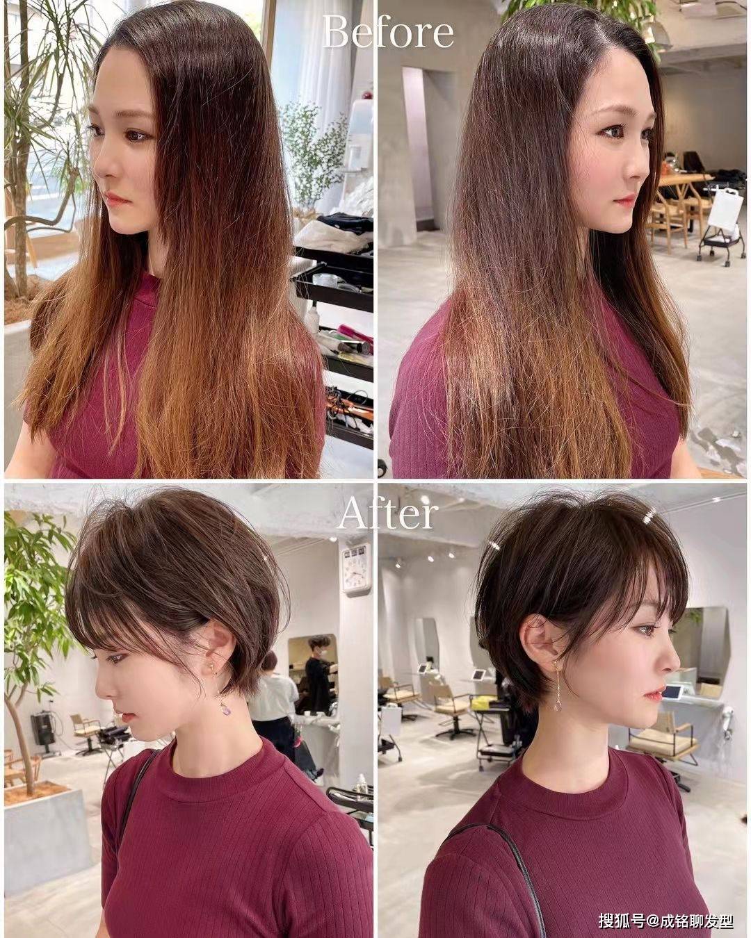 发型换对“精灵系”短发有多美，看完这8组对比就知道，小脸又减龄