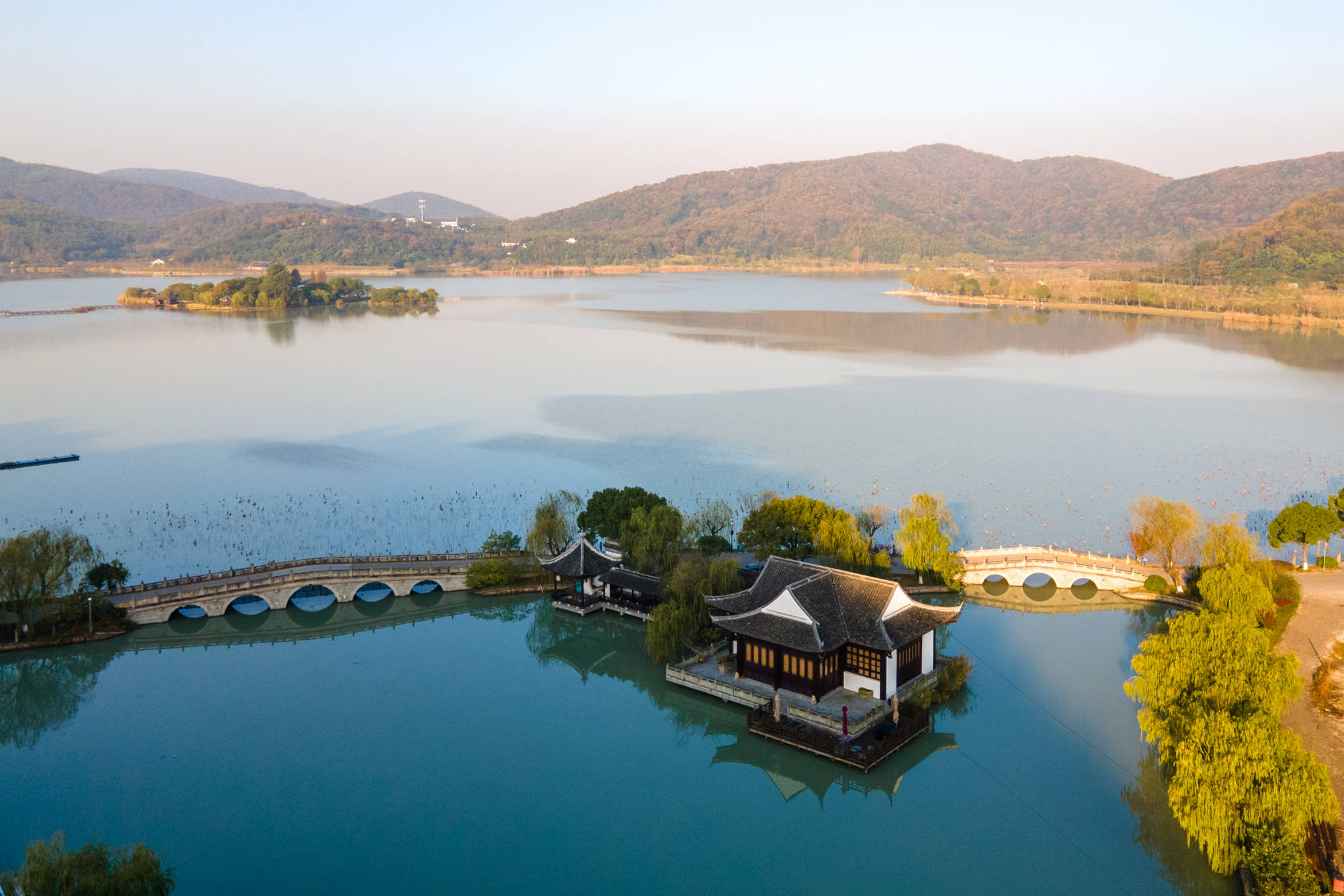 湖全景度假地,湖光山色风光美,正是采摘橘子最佳时_南湖_景色_海盐县