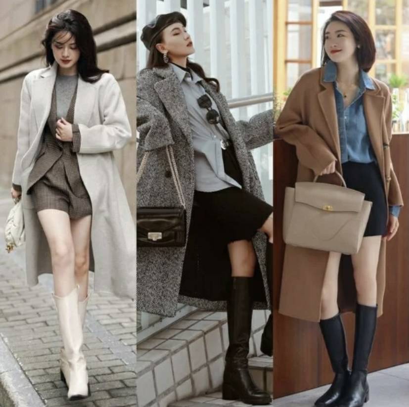 整体 “大衣+靴子”,适合成熟女性的高级优雅风格,谁穿谁美