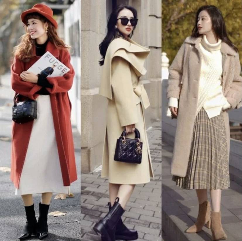 整体 “大衣+靴子”,适合成熟女性的高级优雅风格,谁穿谁美
