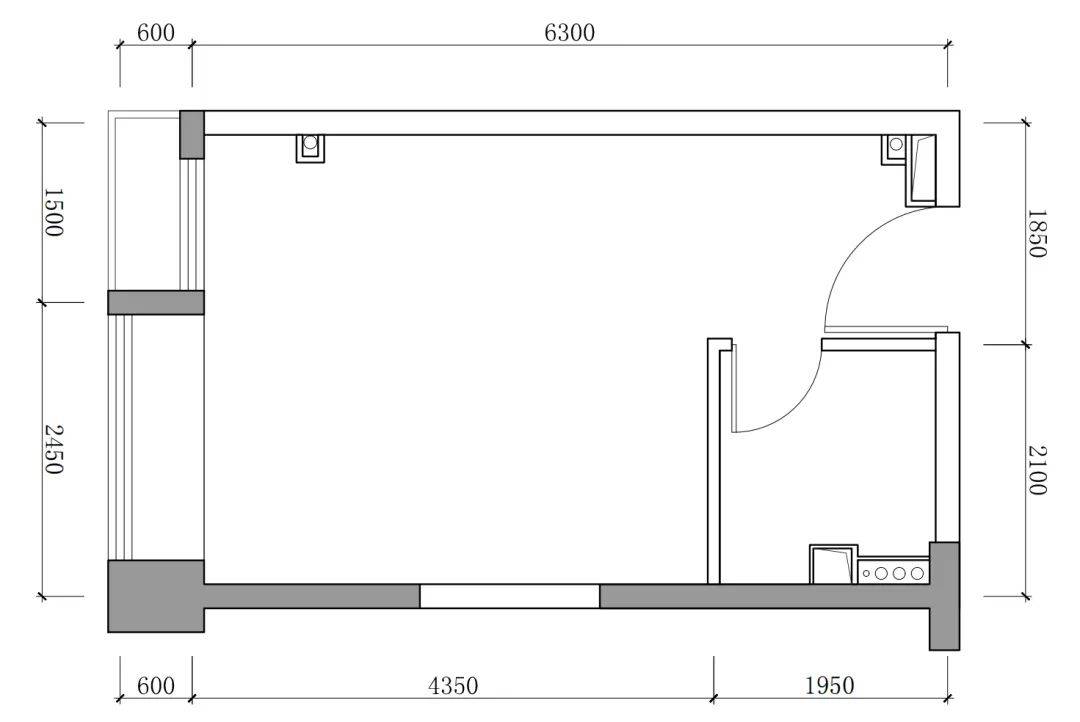 约3㎡干湿分离卫生间,设置壁龛,满足更多储藏需求4,一字型茶水间,方便
