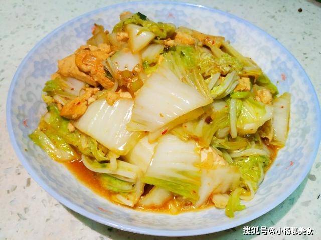 原創白菜燒豆腐怎麼做好吃不放肉美味實惠幾塊錢炒一大盤