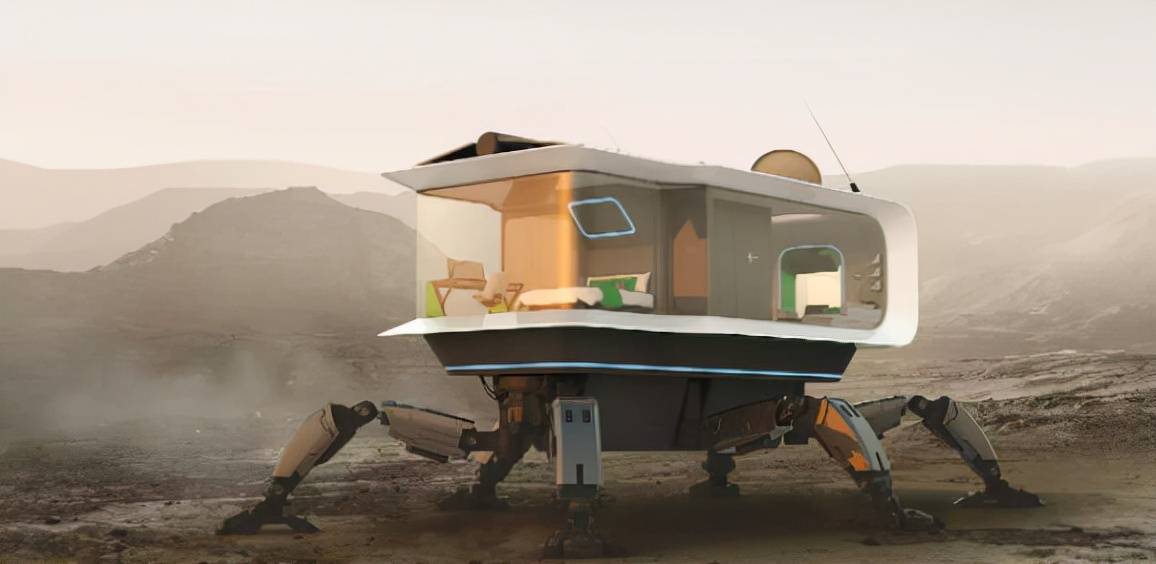 mobile home concept,一个有六条腿的房子