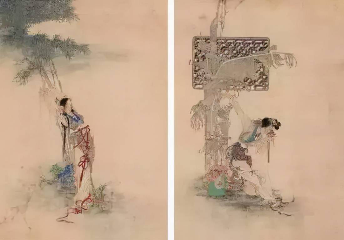 彩繪畫風,即使摩登女郎身穿旗袍著高跟鞋,也依然如唐美人呈一派富貴氣