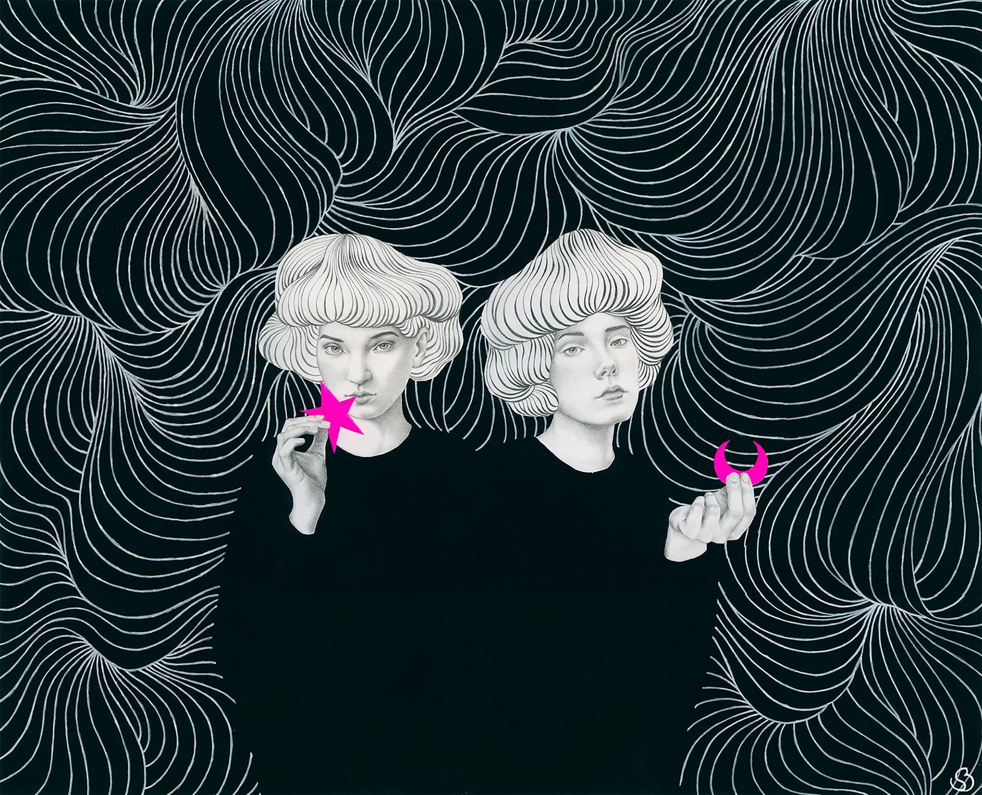 线条和人物的融合sofiabonati人像插画作品