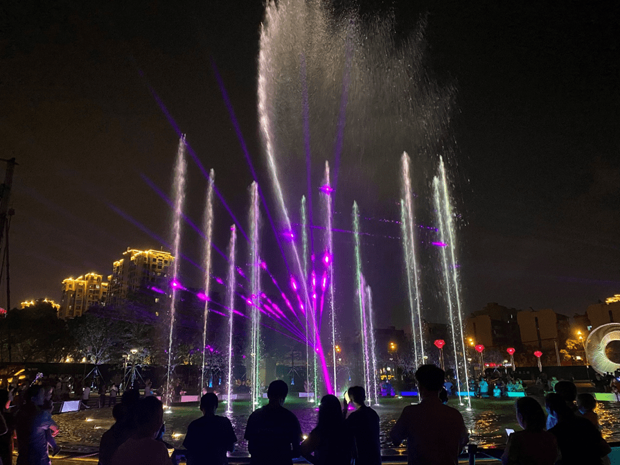 绽放在桃花盛开处的水秀喷泉——奉化东门广场喷泉