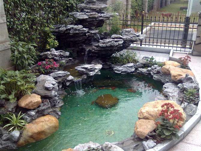 宁波庭院设计假山鱼池图片